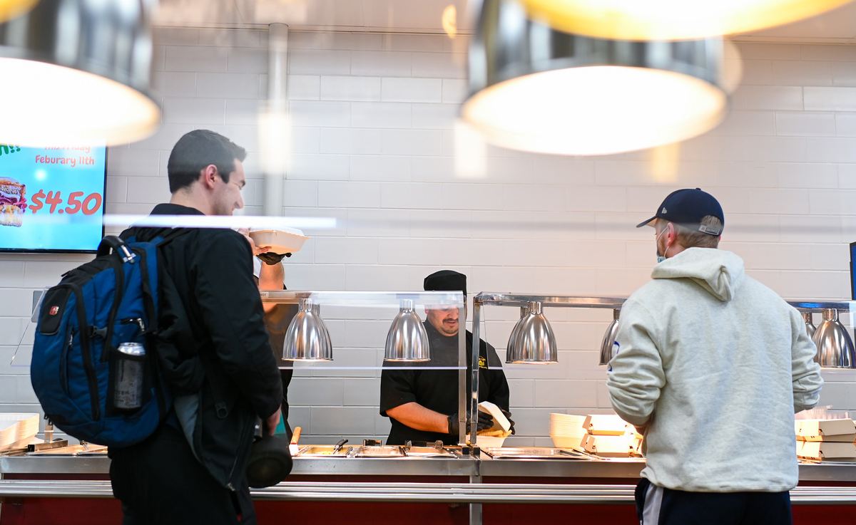Students eating together in the Logan Café
